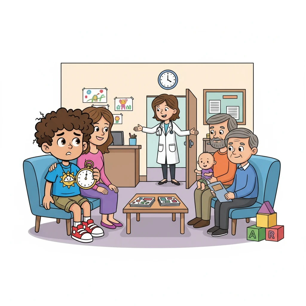 Ethan felt a little nervous when Mom said it was time for the doctor’s visit. He had to wait in the waiting room. He remembered to take deep breaths and stay calm. Soon, the doctor called his name, and Ethan felt a little better.