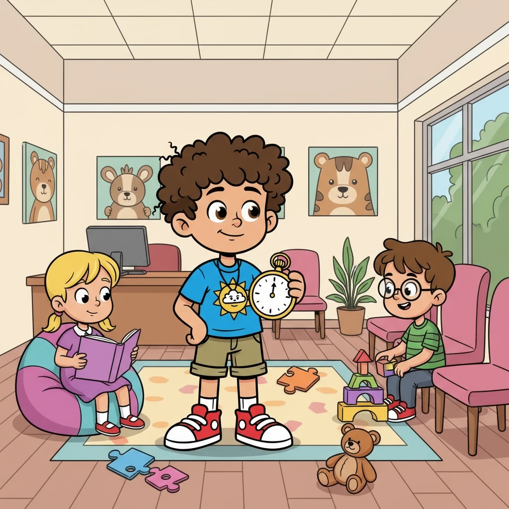At the doctor's office, Ethan had to wait for his check-up. He saw other children waiting too. Ethan remembered all the things he learned at school about waiting. He smiled at the other children, feeling brave and confident.