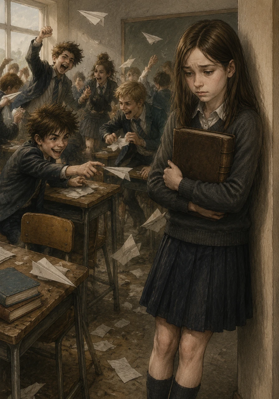 Twelve-year-old Evie Calder preferred the quiet embrace of leather-bound books and the silent company of greenhouse orchids over the loud, unpredictable world of people. But because her social interaction scores plummeted to an all-time low, the headmaster banished her to Class 7D, a notorious haven of chaotic energy and unruly students. Surrounded by flying paper airplanes and shouting classmates, Evie retreated into her corner, desperately clutching her novel as a shield against the noise.