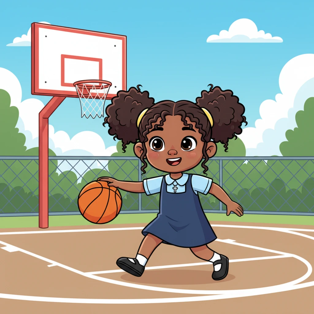 The day of Maya's first game arrived, bringing with it a rush of excitement and butterflies. She dribbled the ball down the court, her heart pounding with anticipation. Suddenly, she had an open shot!
