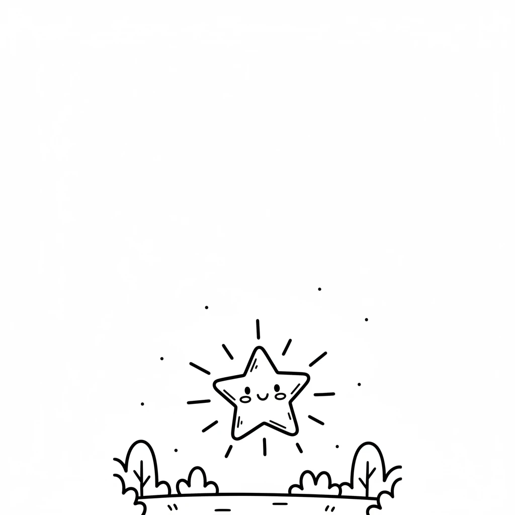 The little star floats gently upwards, leaving the clearing. It grows brighter and happier as it ascends towards the night sky.