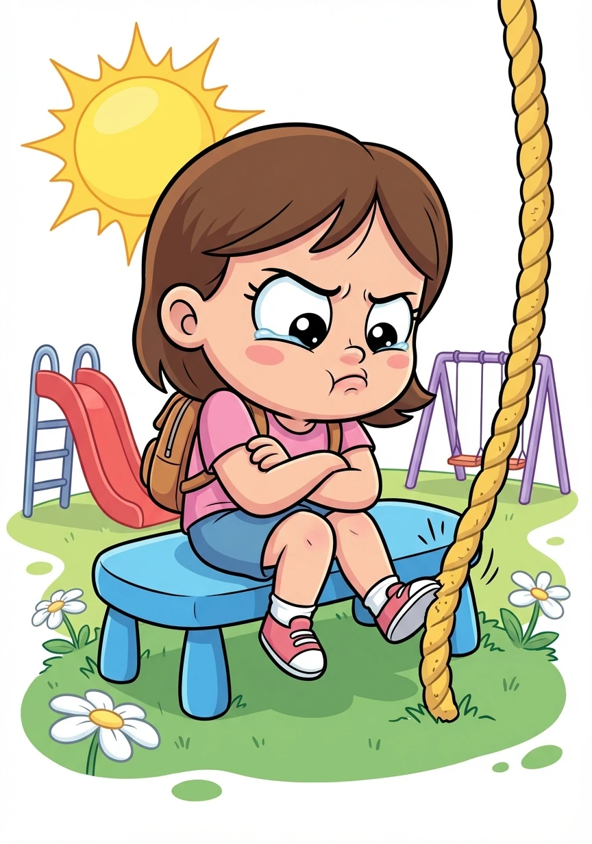 Recess offered no relief. The bright sunlight stung her eyes, and the rough texture of the playground equipment felt unbearable against her skin. She wandered around alone, feeling frustrated and misunderstood.