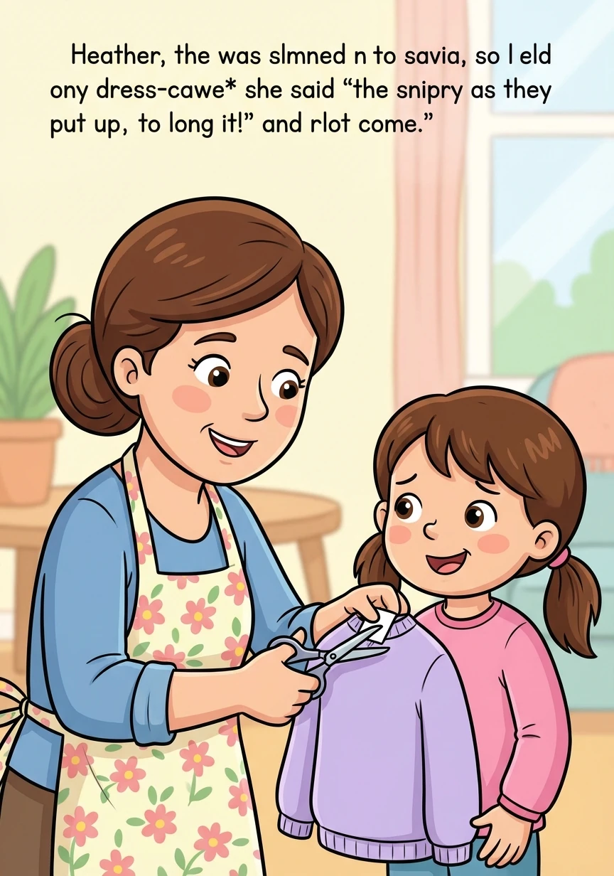 Mrs. Davis smiled understandingly. "Oh, honey, I think I know what's wrong." With a quick snip of her scissors, she carefully removed the offending tag.