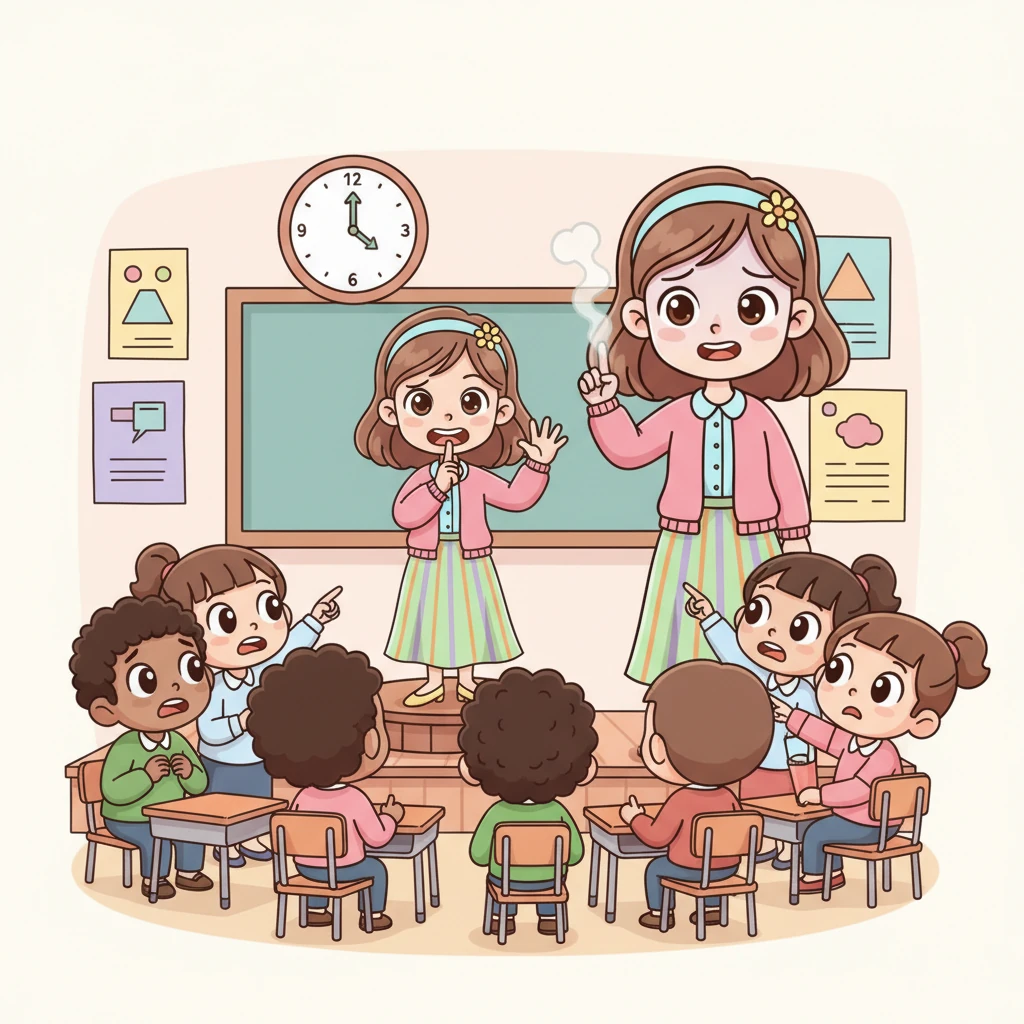 "Shhh..." the puppet's voice cut through the noise, "Don't be hasty. The winner is the one who finds the difference. Each puppet has one flaw compared to a real person. You have one class period. Every 10 minutes, if a puppet isn't found, one of Ms. Lan's fingers will... disappear." The air grew thick with suffocating tension.