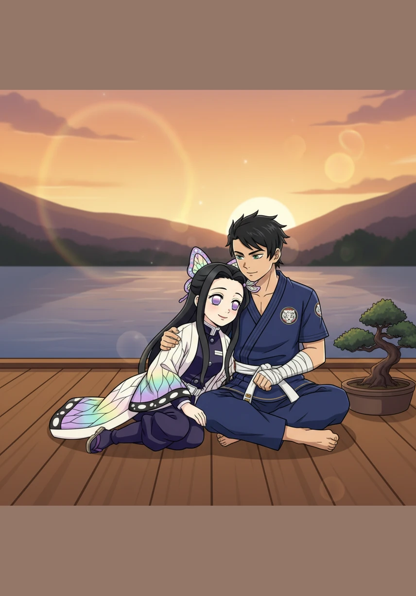 In the hidden corners of the Butterfly Estate, their love flourished in the small spaces between missions, characterized by Kanae’s quiet, possessive way of tucking a stray hair behind Souta's ear. The world outside was filled with demons, but here, in the curve of her smile and the heat of her breath against his neck, Souta found his only true home.