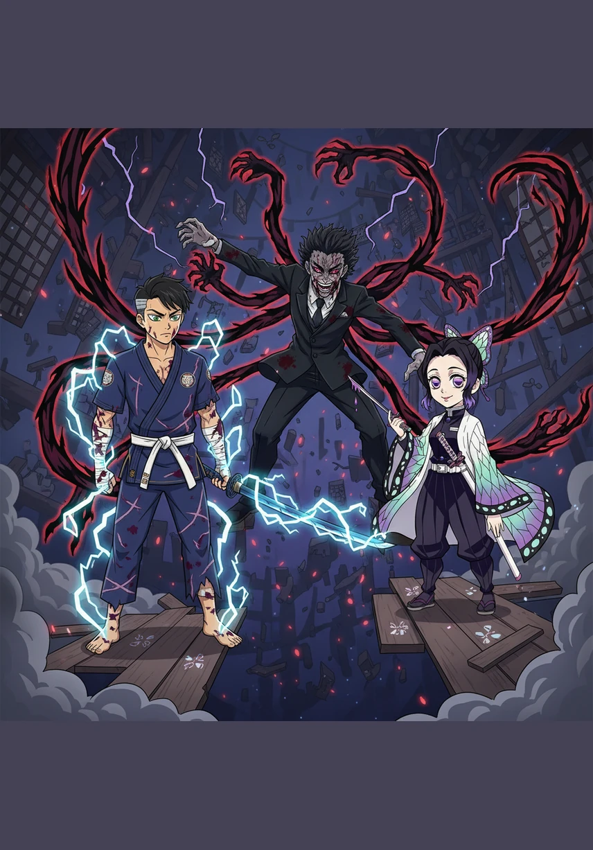 Amidst the carnage of the final battle against Kokushibo, Souta pushed his body beyond its limits, his lightning-fast blade acting as a final shield for his comrades. As his vision blurred and his heart slowed, he felt no fear, only a profound sense of peace knowing he had kept his promise to protect the family Kanae loved.