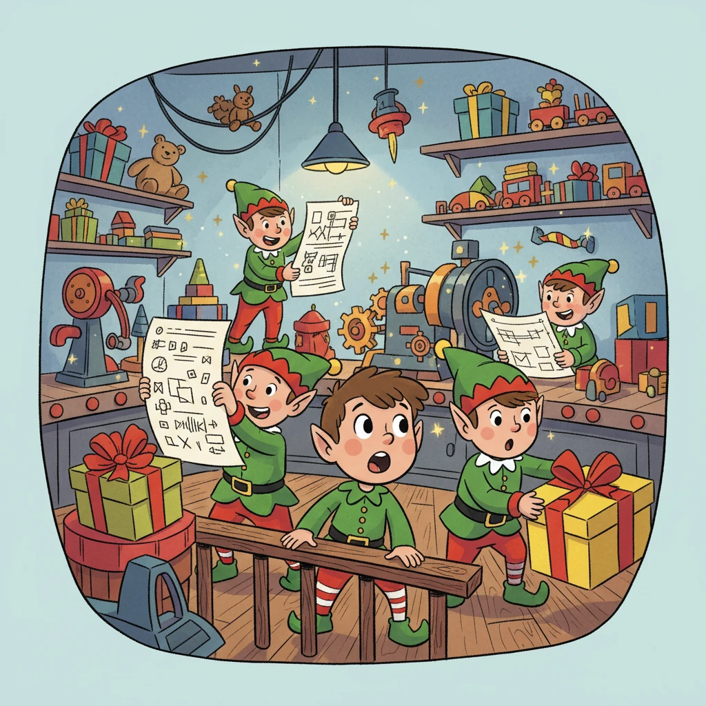 Barnabé, émerveillé, observait les lutins trier les lettres, les analyser et préparer les cadeaux. L'atelier était un véritable spectacle de magie et de créativité.