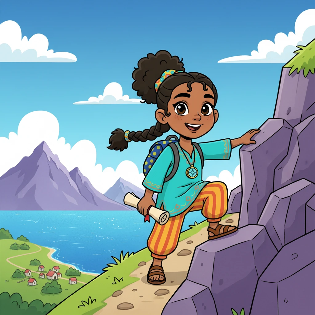 Ignoring the lure of the beach, Amina began her journey towards the mountains. She packed her small backpack with water and a map, her heart filled with anticipation for the adventure ahead. The narrow road wound upwards, offering stunning views of the sparkling sea.