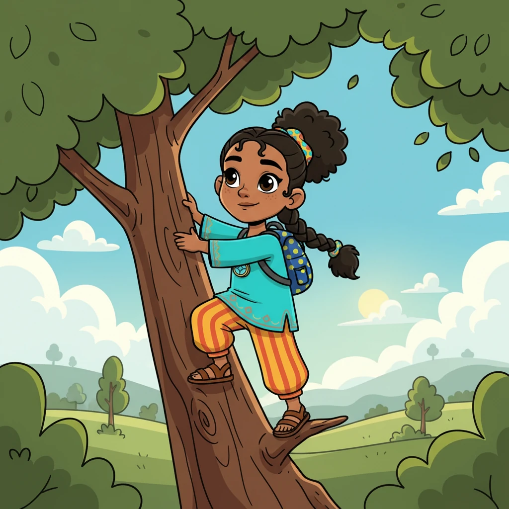 As she climbed higher, the trees began to thin, revealing glimpses of the panoramic view. Amina knew she was getting closer to her goal, the summit where she would see all of Gar El Melh.