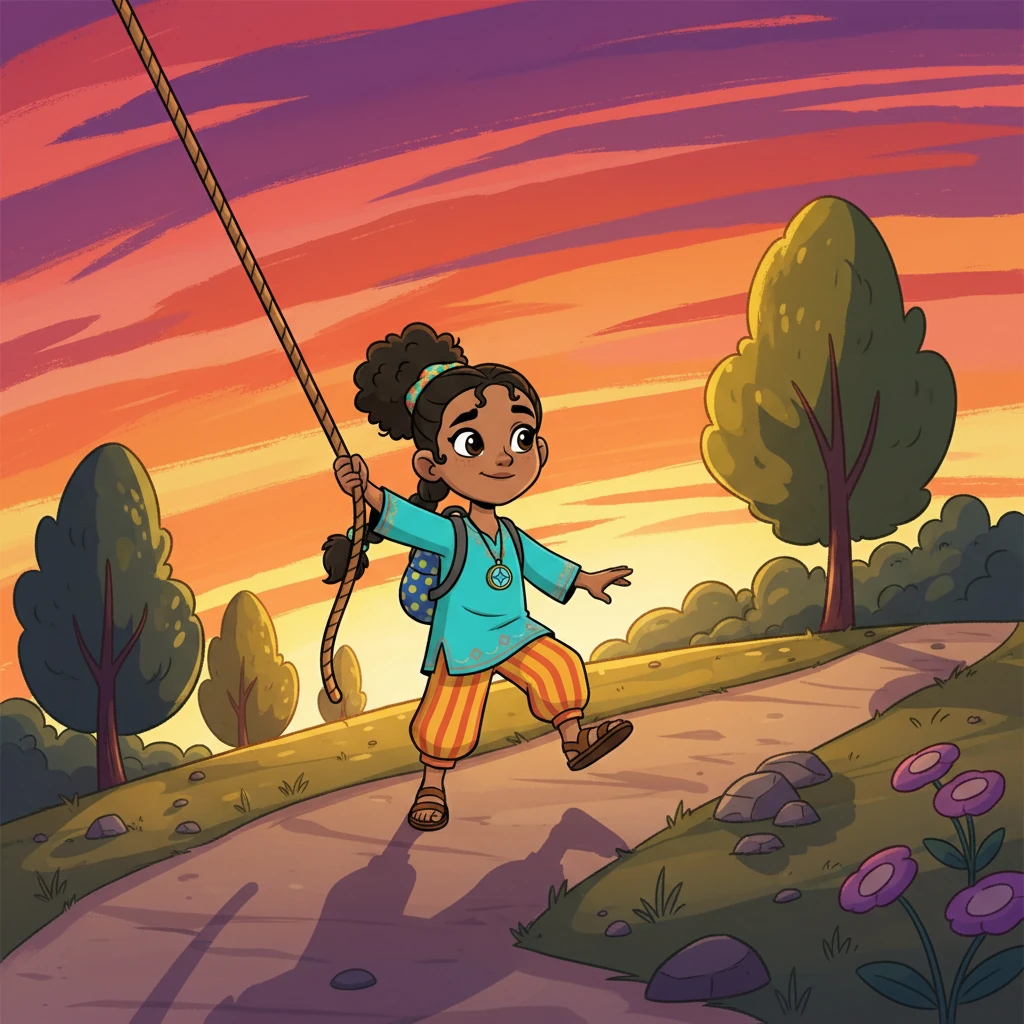 As the sun began to set, painting the sky with vibrant colors, Amina started her descent. The air cooled, and the shadows lengthened, creating an atmosphere of tranquility.