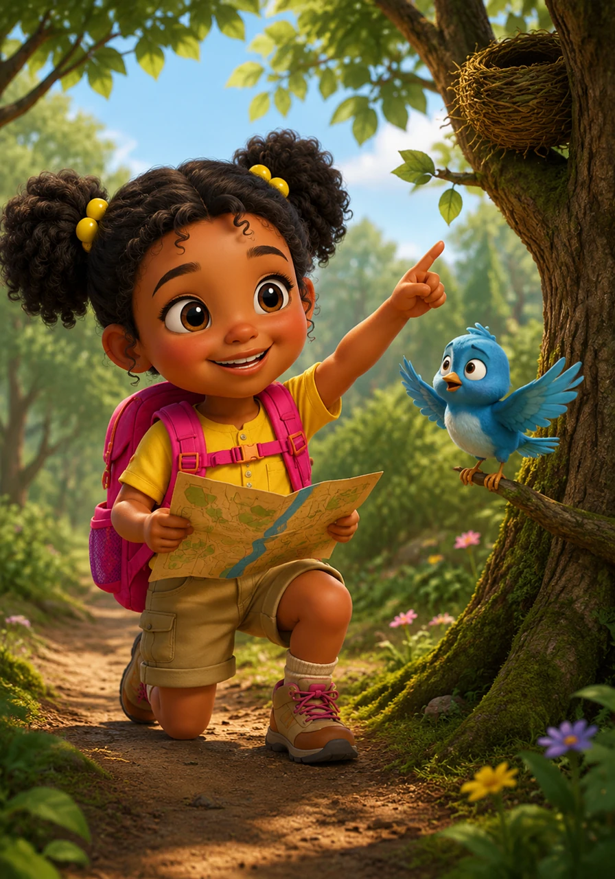 When a little bird loses its way, Tumi uses her map and her brave heart to help it find the path back to its nest. She feels proud and confident, knowing that she has the power to solve problems and help those in need.