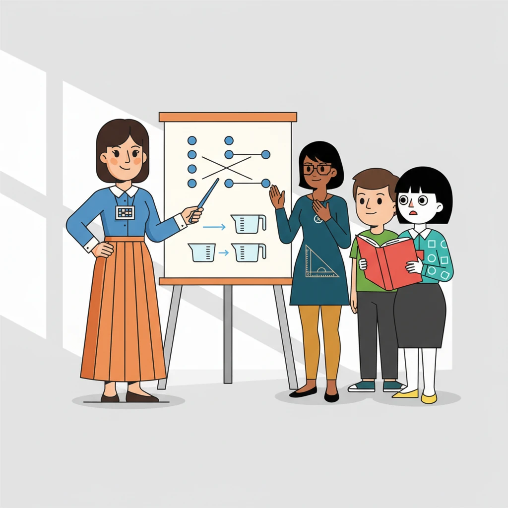 Maya menjelaskan kepada teman-temannya bahwa ketika satu hal bertambah, hal lain juga bertambah dengan kelipatan yang sama. Ini seperti resep yang bisa diperbesar atau diperkecil. Semua siswa mengangguk, mulai mengerti apa itu perbandingan senilai.