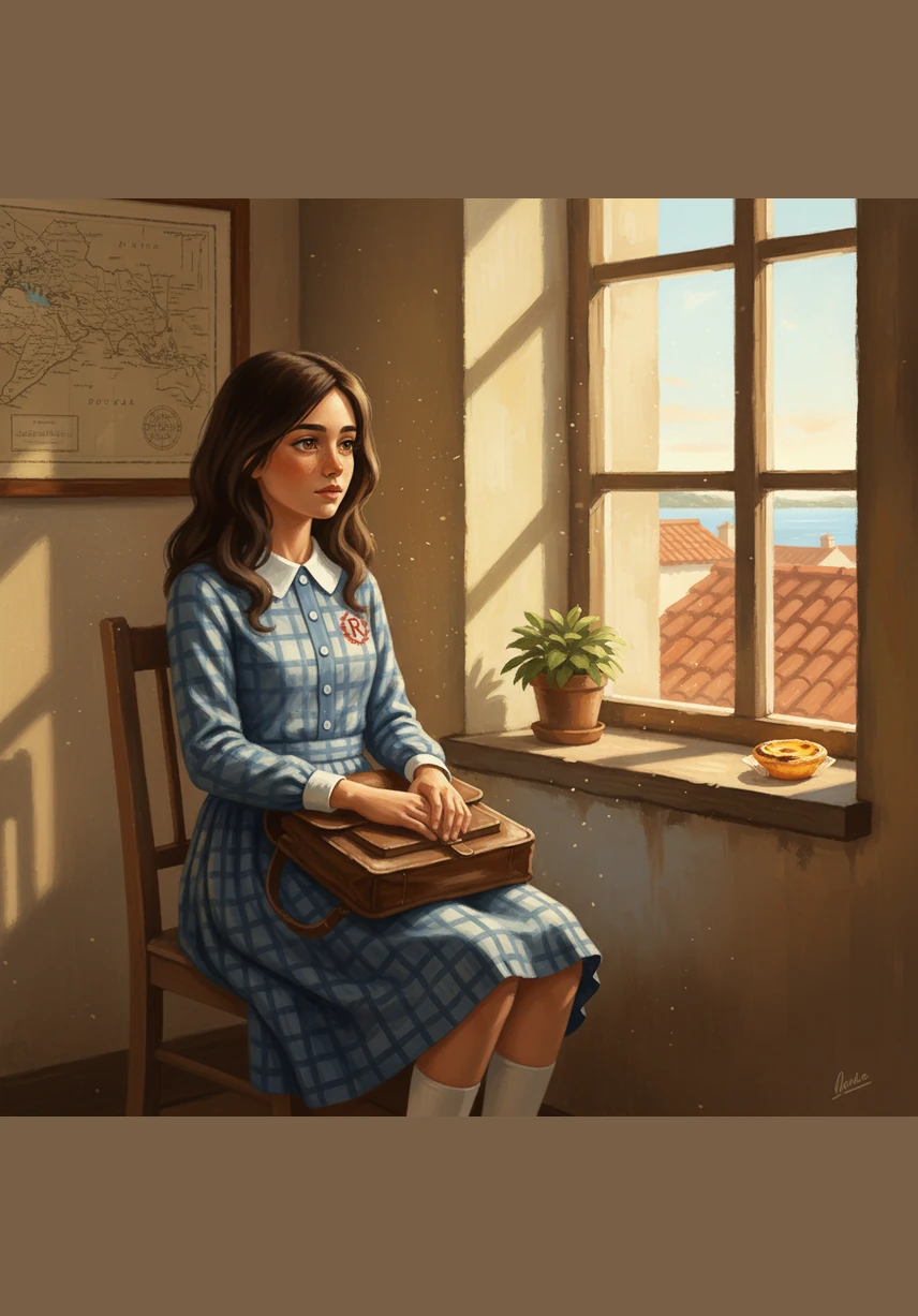 Mariana sits by her window in Portugal every afternoon, surrounded by Spanish language books. With a bright smile, she practices new words, dreaming of the day she will finally cross the border and begin her great adventure in Spain.