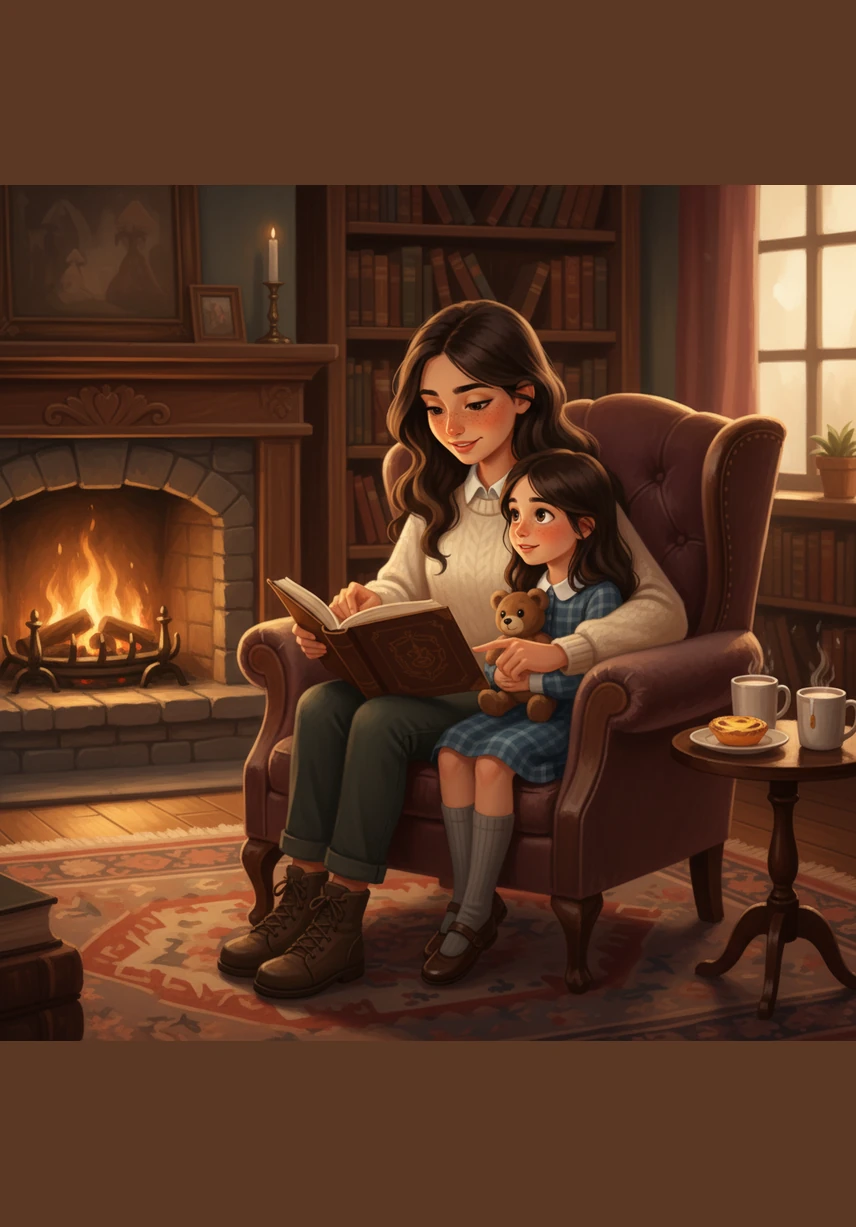 After canceling the trip due to her sister’s chickenpox, Mariana and Rosa share a warm cup of hot chocolate in bed. Although it is raining outside and their plans have changed, the laughter and warmth of home make the moment feel magical and special.