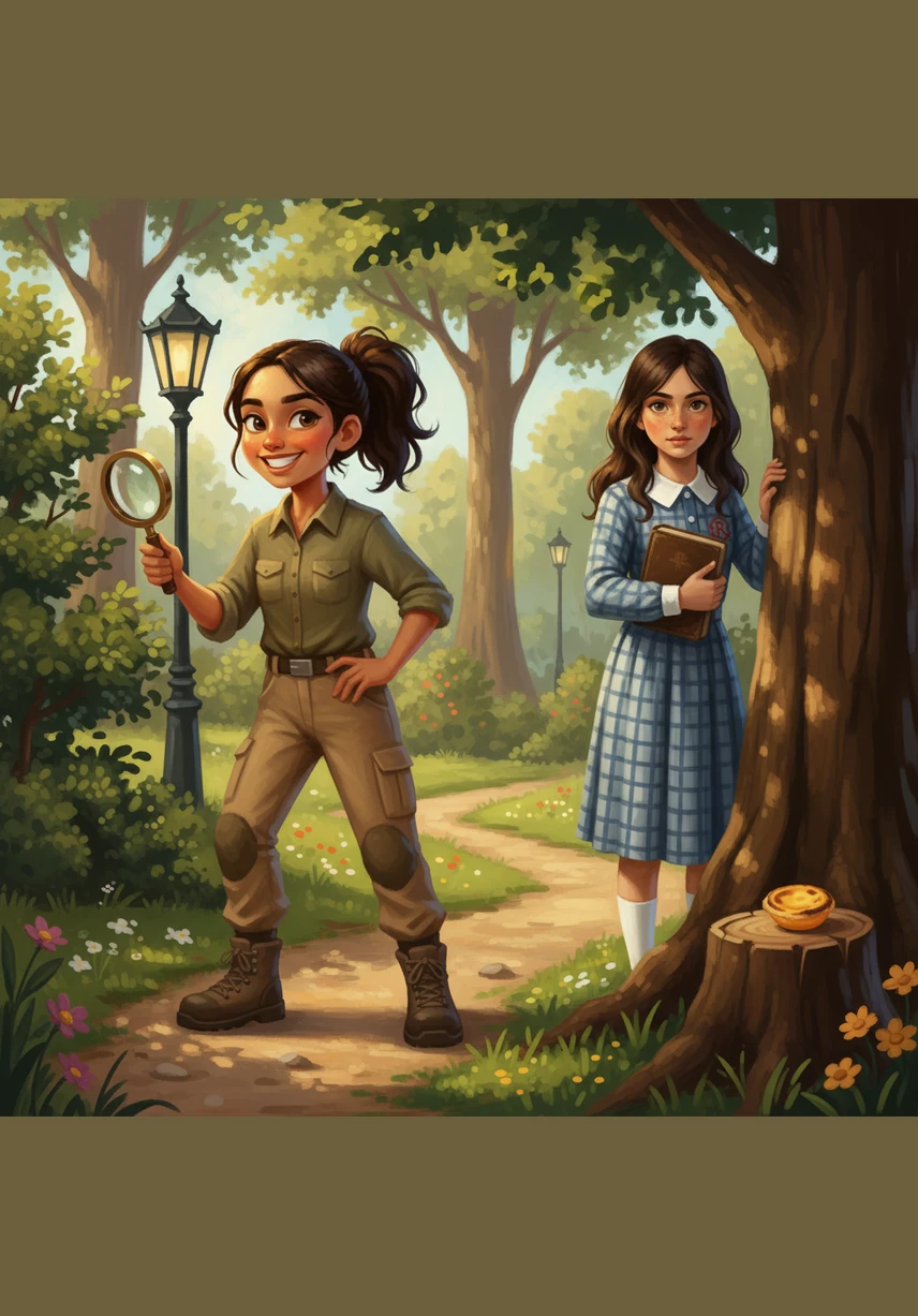 Since they cannot go into the pool, Mariana and her friends transform into secret spies roaming the park. They run between the bushes and create imaginary missions, discovering that fun doesn't depend on the activity, but on the company.