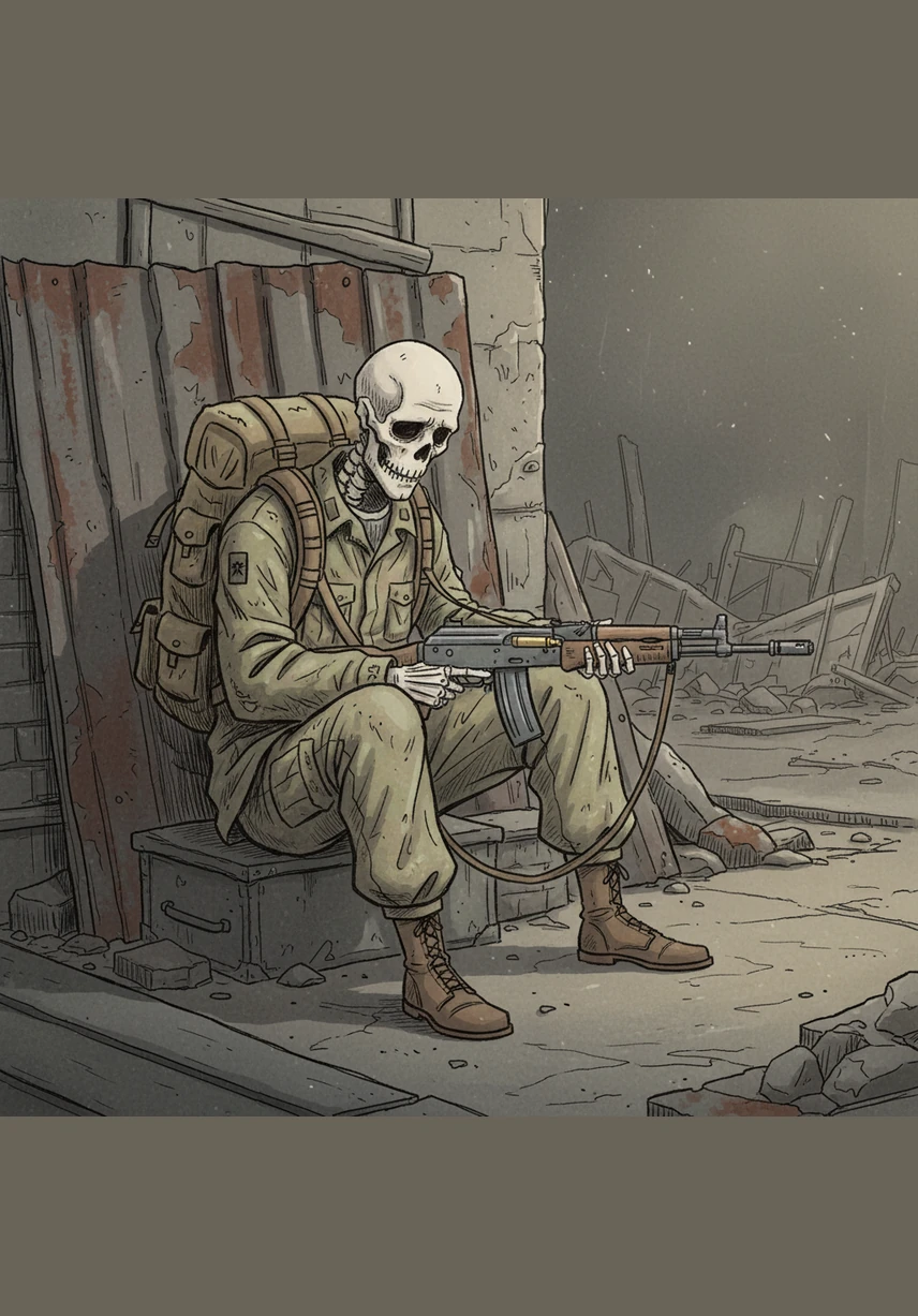 Винтовка привычно лежит на его коленях, храня в патроннике единственный последний патрон. Он не помнит, когда именно вложил его туда, но этот холодный кусок металла кажется ему правдивее всех обещаний, данных до начала конца.