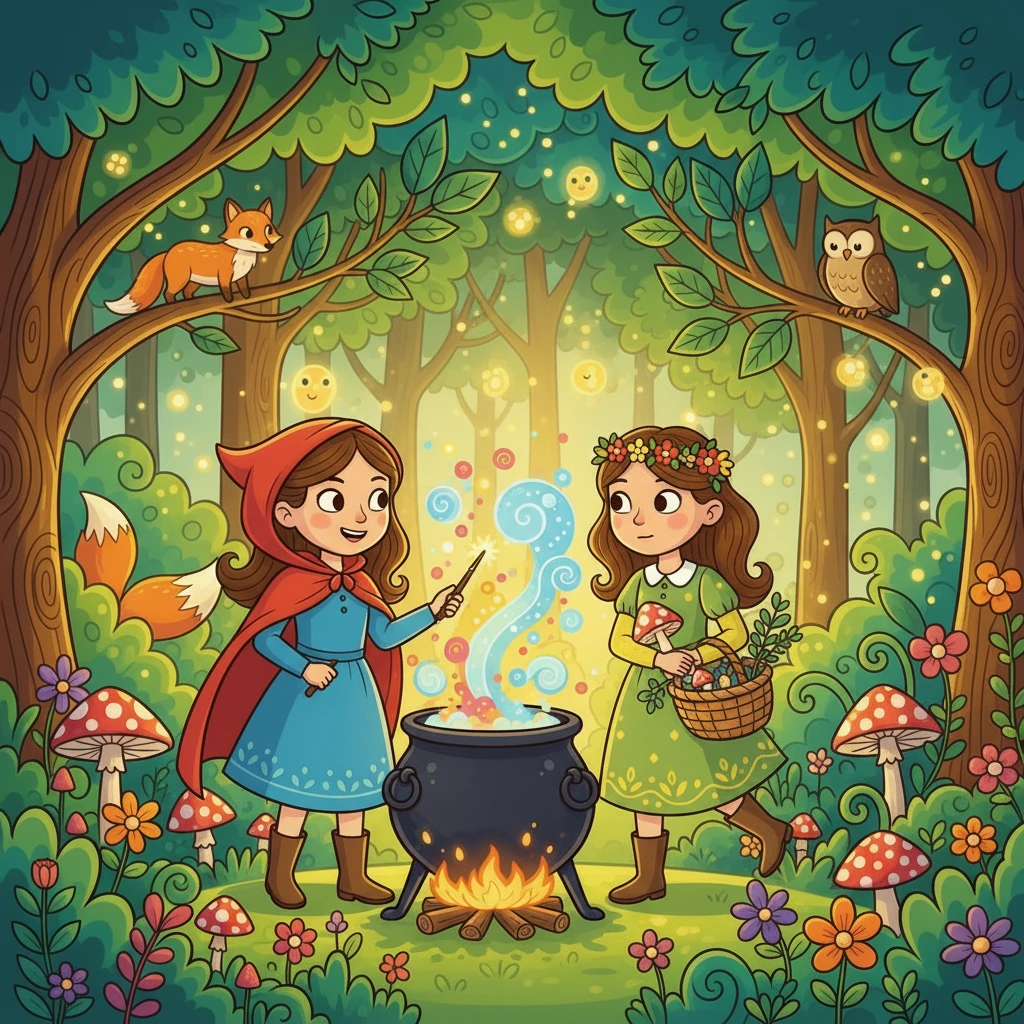 Pietra, com um sorriso determinado, disse: "Eu sou uma fada e vou quebrar esse feitiço!". Ela sabia que precisaria de ajuda, então Sophia, com sua coragem, partiu em busca dos ingredientes mágicos para uma poção. Pietra, enquanto isso, começou a preparar o caldeirão mágico.