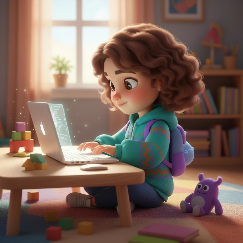 Ару үйіне келіп, өз ойларын компьютерге жазады. Ол барлық балаларға көмектесетін бірдеңе жасағысы келеді.