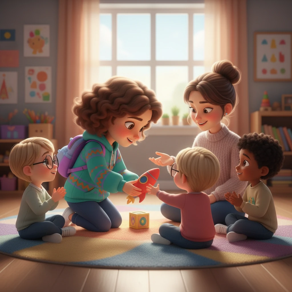 Олар мектептегі арнайы сыныпқа барады. Ол жерде мұғалімнің көмегімен балалармен сөйлесіп, олардың қажеттіліктерін түсінуге тырысады.