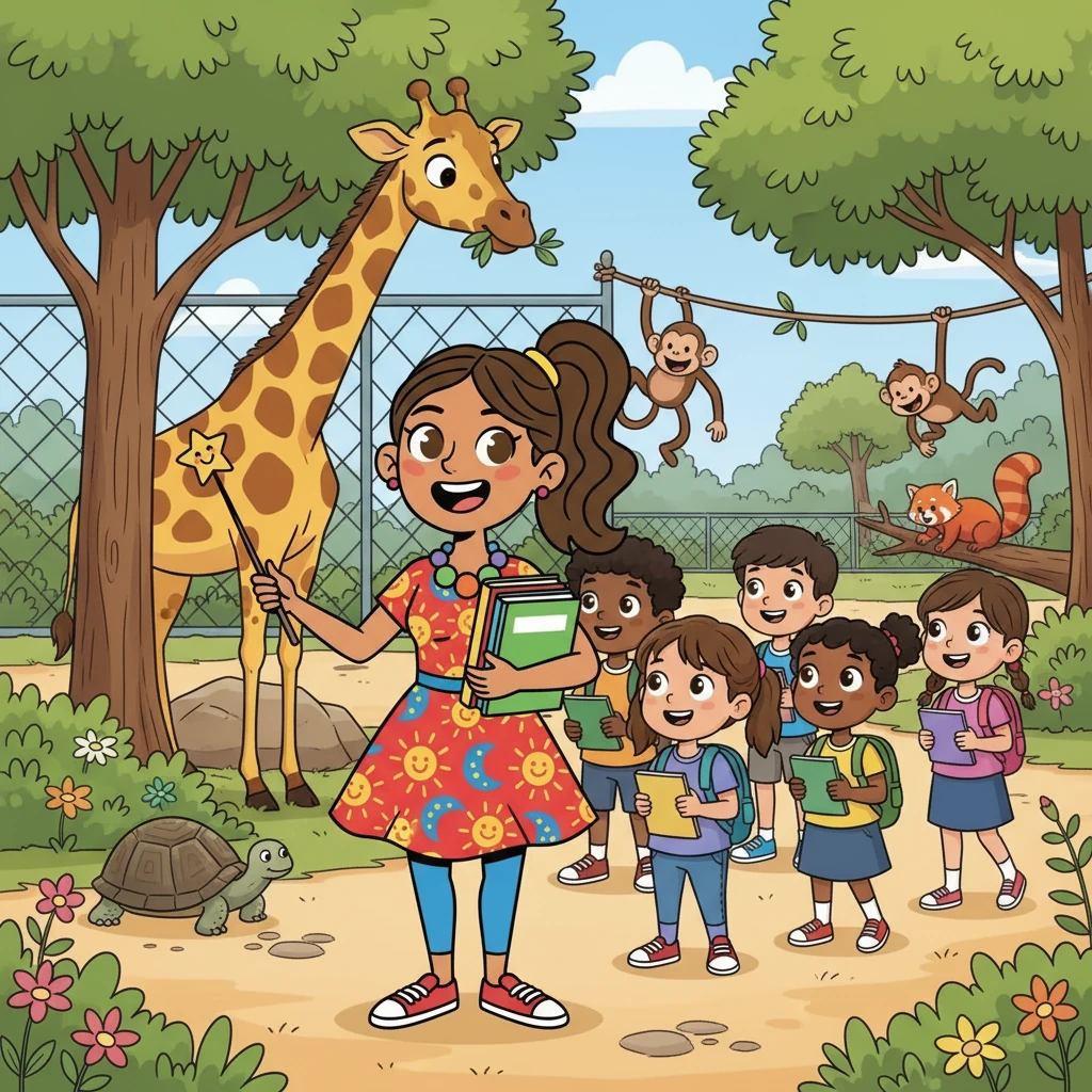 En el zoológico, Marisa guiaba a sus alumnos por los diferentes hábitats. Observaban a los animales, aprendían sobre sus costumbres y tomaban notas en sus cuadernos. La emoción se reflejaba en sus ojos.