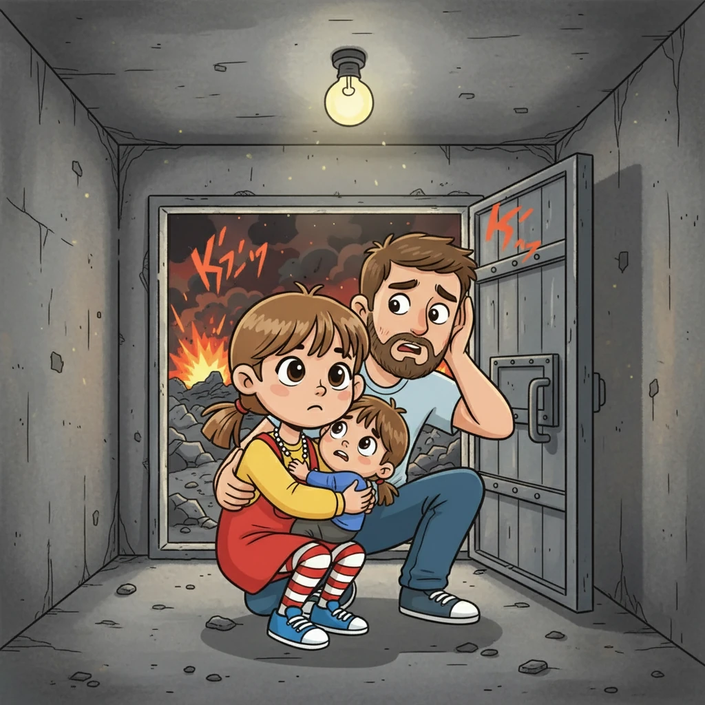 Un giorno, i suoni della guerra ruppero la tranquillità. Bombe e missili cadevano, e Omar e la sua famiglia dovettero rifugiarsi in un bunker. La paura si faceva sentire, ma Omar cercava di essere forte.