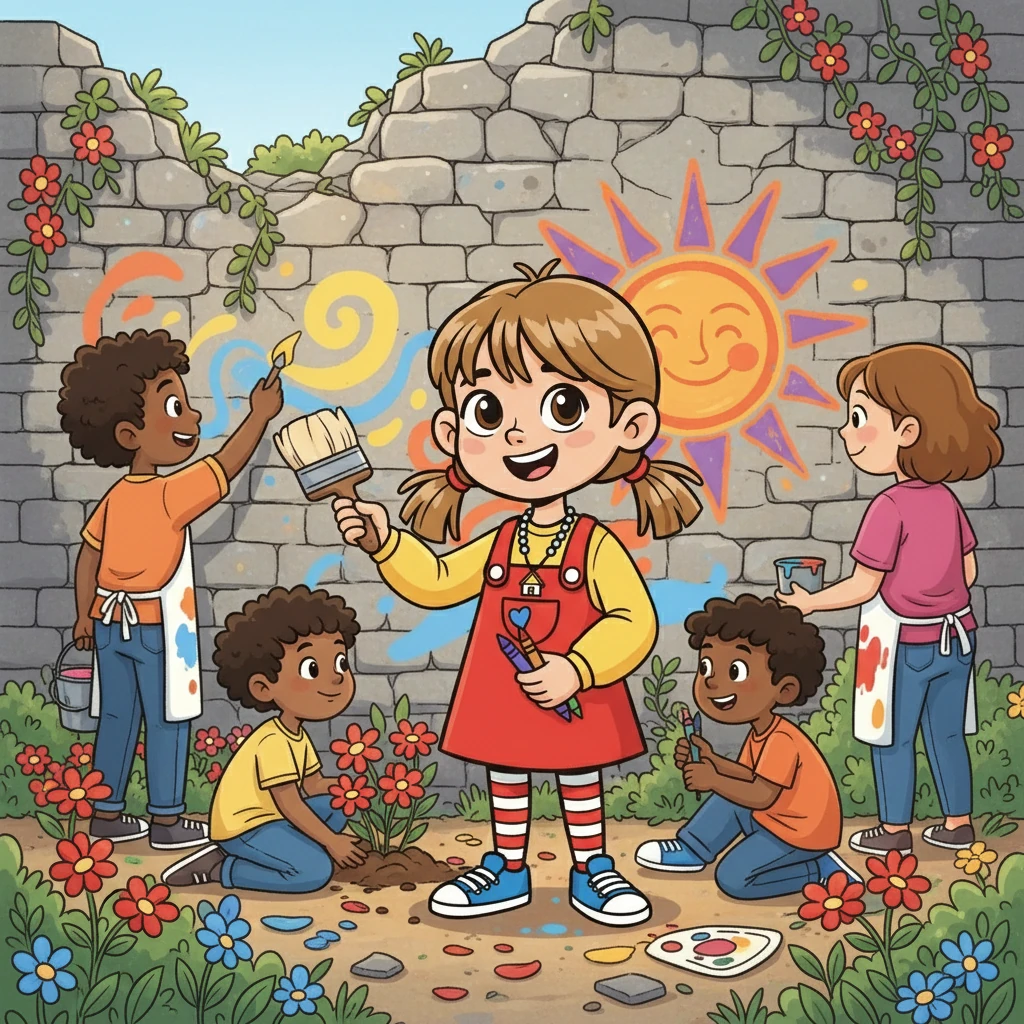 Con l'aiuto della sua comunità, Omar iniziò a piantare fiori e a dipingere murales colorati sui muri distrutti. Il suo sorriso e la sua gentilezza ispiravano tutti, mostrando che la vita poteva rinascere anche dopo la distruzione.