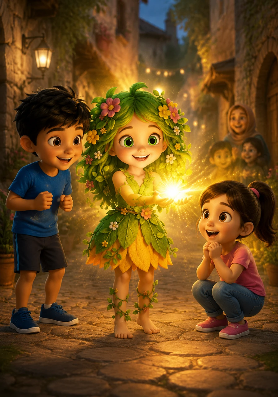 Sara has the magical power of light, and whenever she smiles, a beautiful golden glow radiates from her hands. She uses her light to brighten up the darkest corners and bring warmth and cheer to everyone around her.