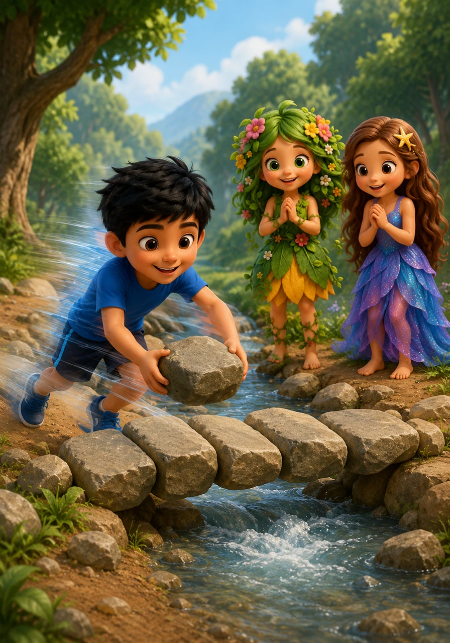 Ali is incredibly fast and can run like the wind to help his friends in an instant. He uses his speed to gather heavy stones and build sturdy bridges across small streams so everyone can cross the water safely.