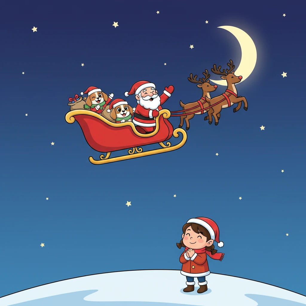 With a twinkle of starlight and a cheerful "Ho ho ho!", Santa's sleigh soared into the vast, star-studded night sky, carrying the two little elves home. Tara watched them go, a contented smile on her face, knowing that the magic of Christmas and the joy of her secret friends would always return to her next holiday season.
