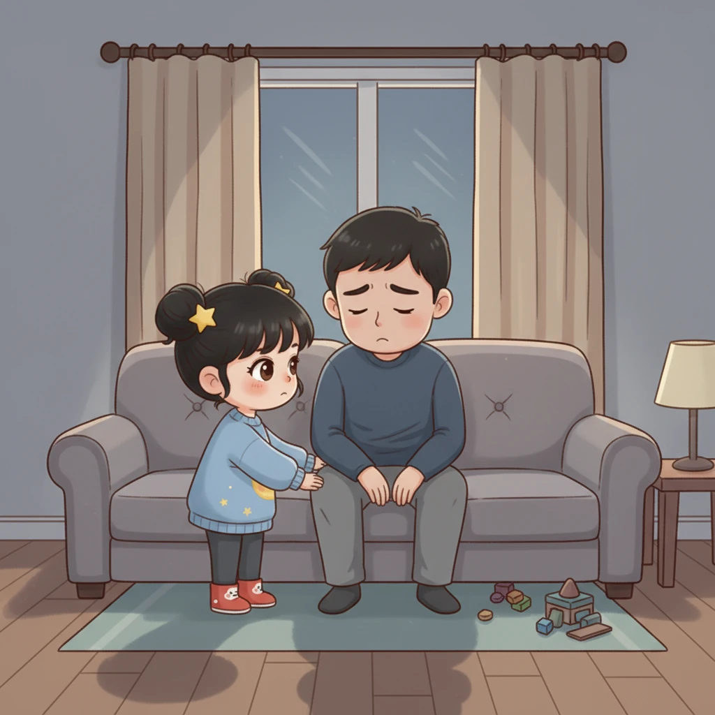 有一天,小星星发现爸爸妈妈变得有些不一样了。他们说话的声音小小的,脸上也没有了以前的笑容。小星星感觉家里好像少了一些亮晶晶的东西。