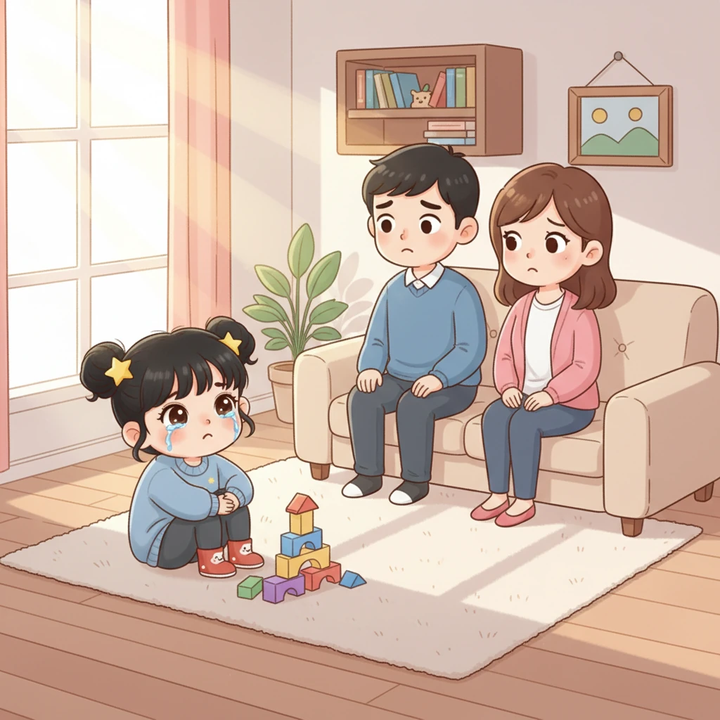 爸爸妈妈坐下来,轻轻地告诉小星星,他们决定不住在一起了。小星星的眼睛里充满了疑问,她不明白为什么。她最喜欢的三个人,怎么会分开呢?