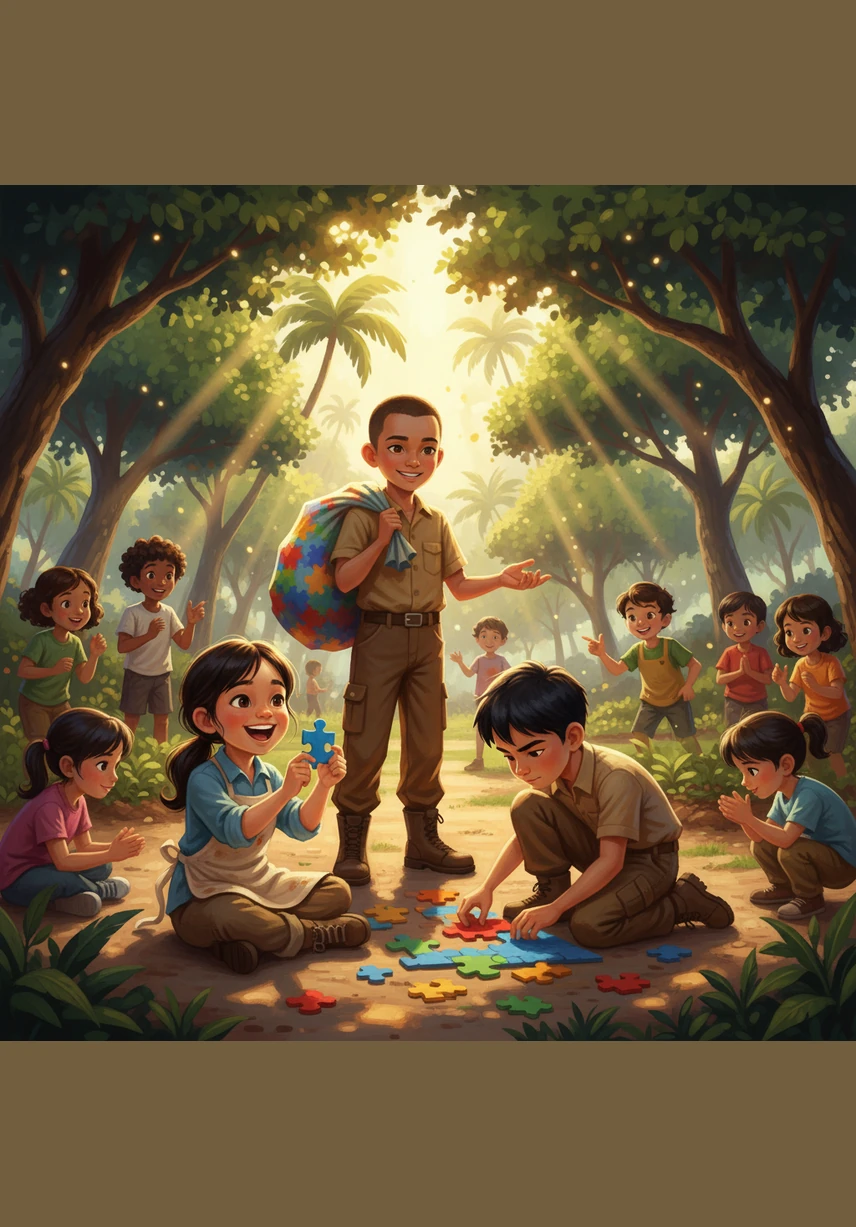 Budi calls Siti and Agus over to show them his discovery, and they all agree that they must find the owner right away. They decide to finish their cleanup first, making sure the park is perfect before heading to the address on the ID card.