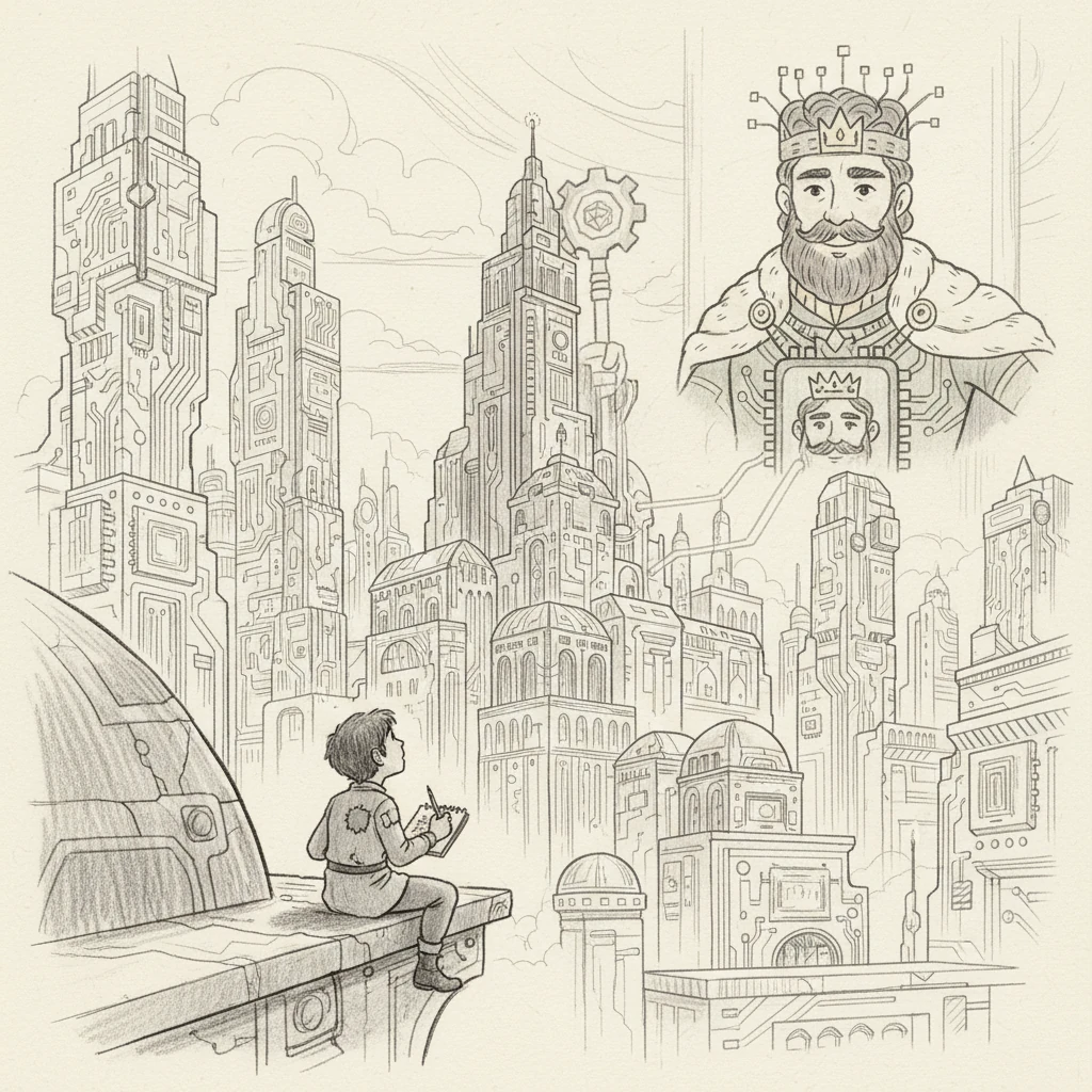 The grand Kingdom of Siliconia hummed with an unseen energy, its towering structures intricately connected. At its heart resided King CPU, a wise and powerful monarch, whose every thought orchestrated the kingdom's vast operations, a marvel of complex design. Young Archie, an aspiring architect, often gazed at the King's central citadel, dreaming of understanding its profound secrets.