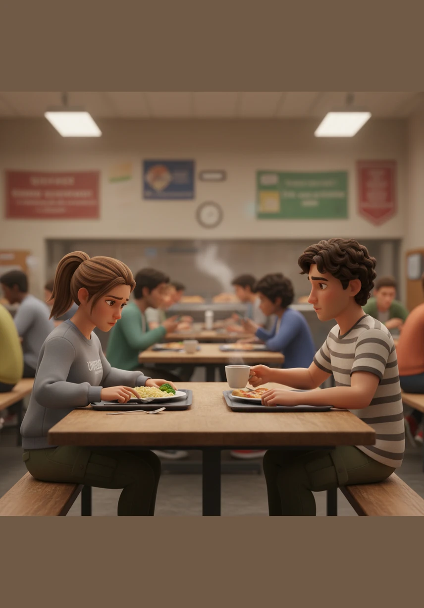 During dinner, Sam feels a little lonely and confused because Leo sits quietly and covers his ears with both hands when the cafeteria gets too noisy. Sam wonders why his roommate won't play or talk like the other kids, feeling like he is being left out of Leo's world.
