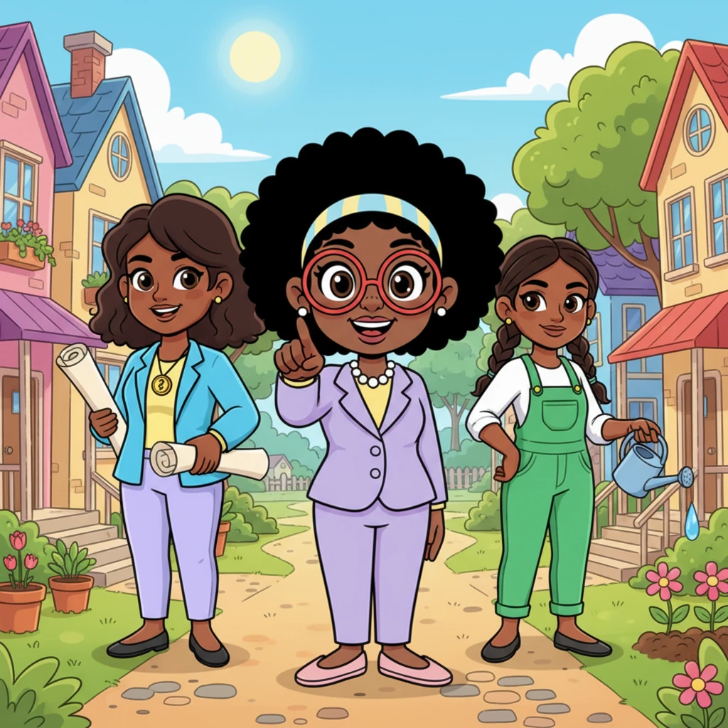 Sheila, Jasmine, and Tina stood tall with Ms. B in a vibrant, flourishing neighborhood, their stories a testament to different paths leading to the same truth. Real estate is a tool, capital is the key, and Ms. B, pointing to the reader, reminds everyone: "Your Story Is Next!"
