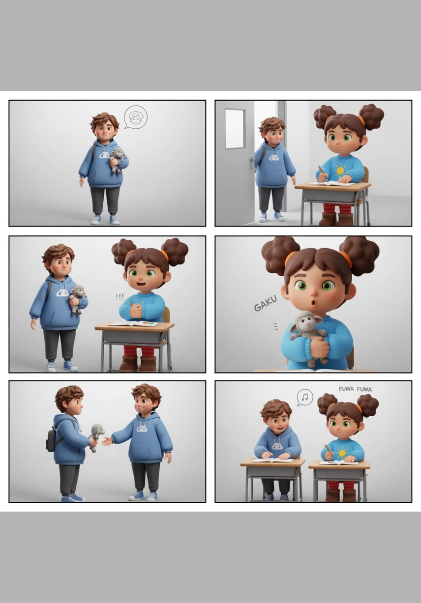 As his friends try to build a block tower nearby, Leo’s loud laughing accidentally knocks it over. He keeps laughing even though his friends look startled and a little bit sad.