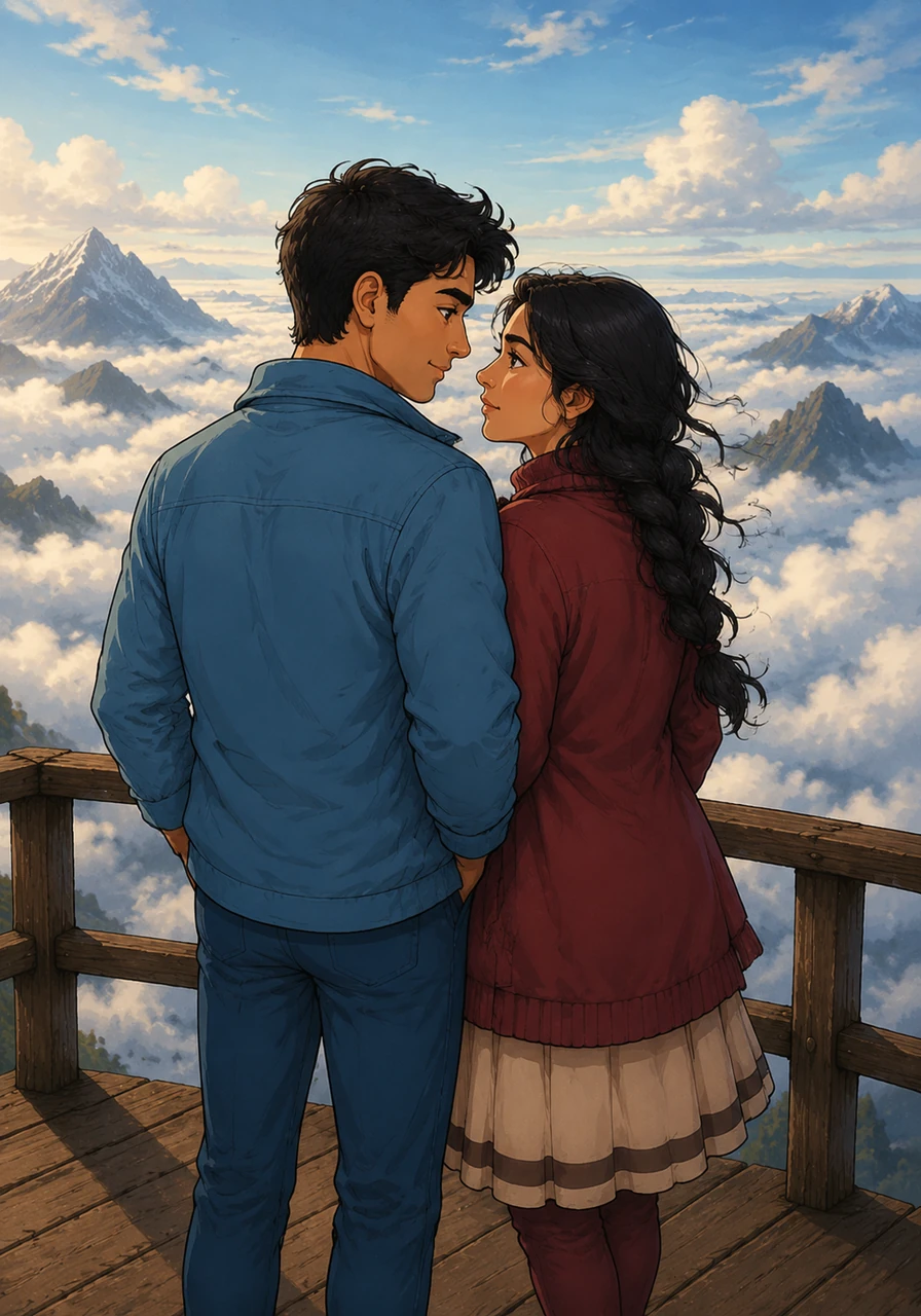 One afternoon, while Soumyadeep was resting back at the cottage, Kabir and Pritilata stood together on the viewing deck looking out over a sea of clouds. A sudden gust of wind brought them closer, and the unspoken tension between them grew heavier under the vast mountain sky.