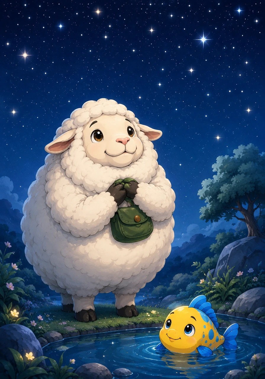 Choo looks up at the bright stars filling the night sky. He holds his green pouch tightly and smiles. It was a wonderful adventure for a brave little chick.