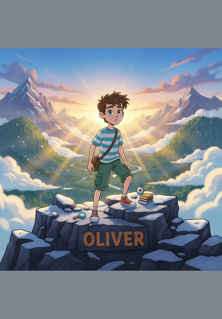 When he finally reached the top, he stepped out onto the narrow balcony and gasped at the view. The vast, endless ocean stretched out before him, painted in brilliant shades of orange, pink, and purple.