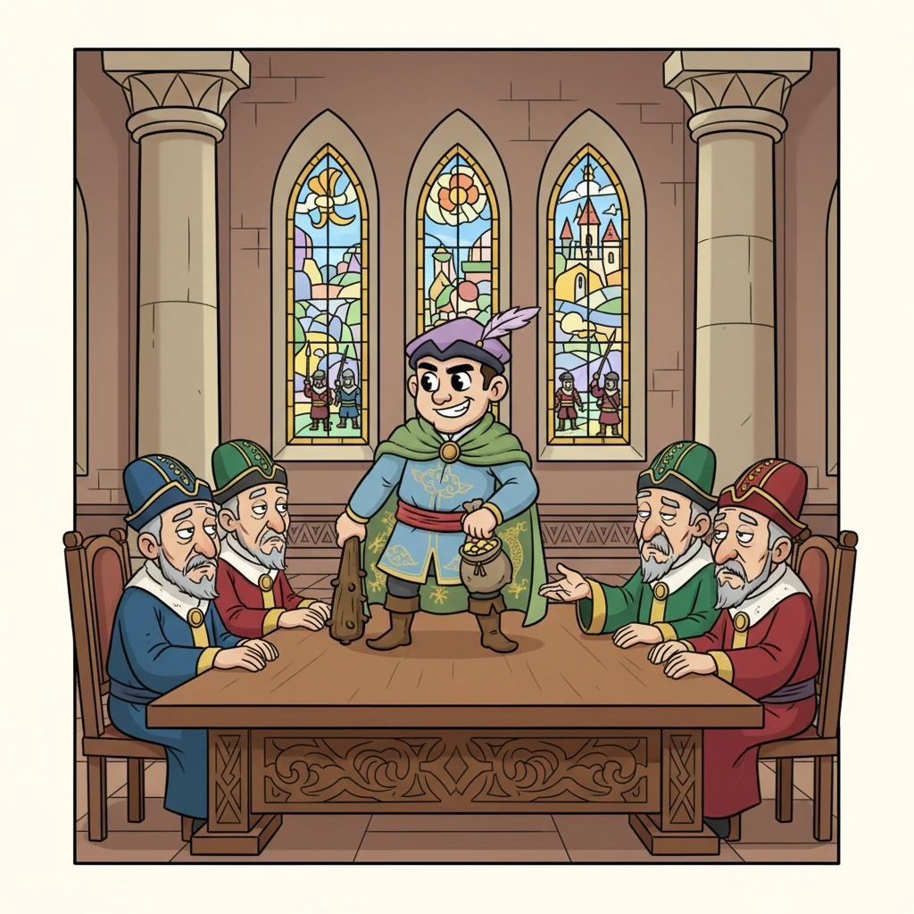 接着，霍克小爵爷会带着他那招牌式的微笑，向城邦的领导者们提出一个“特别”的建议。他保证，只要城邦支付一笔“保护费”，他的士兵们就会立刻撤离，并且保证这里再也不会有任何“小麻烦”。城邦的领导们虽然有点无奈，但还是欣然接受了。