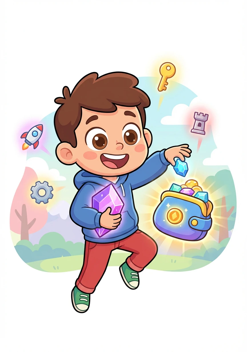 Con cada cristal recolectado, la billetera virtual de José crece. Puede usar sus ganancias para comprar mejoras y desbloquear nuevos niveles.