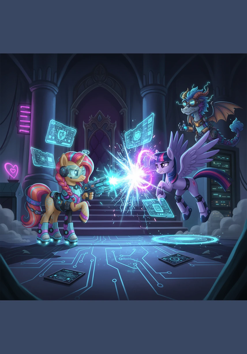 The friends sneak through the winding hallways of the House of Twilight until they find a dusty, hidden chamber filled with ancient artifacts. After a frantic search, Sunny triumphantly holds up an old brass lamp, believing they have found the key to their revenge.