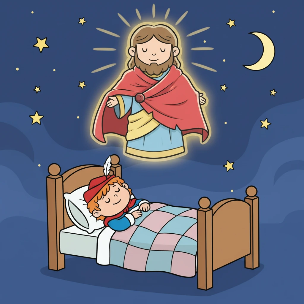 V noci se Martinovi zdál zvláštní sen. Viděl Krista, který byl oděn do poloviny jeho pláště.