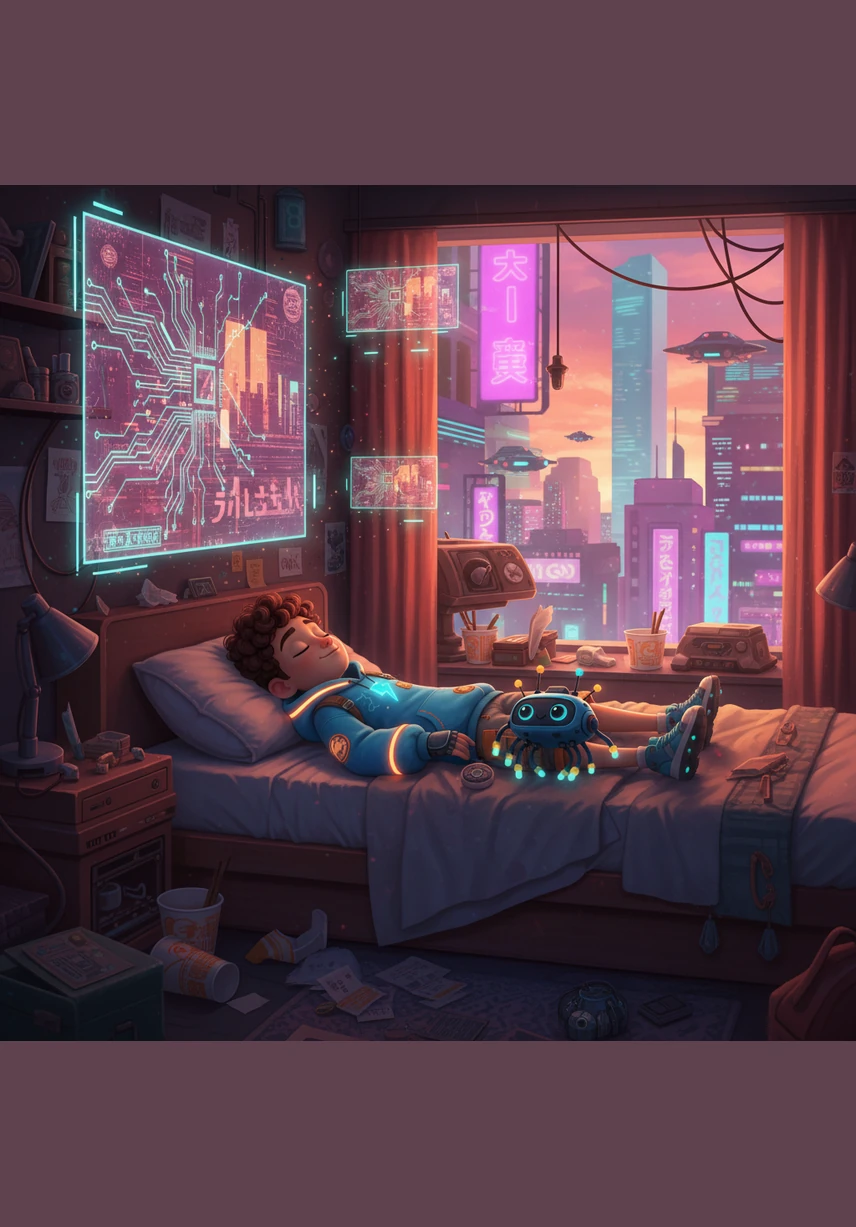 Back in the warmth of their room, the magical adventure ends and the bet is finally settled. Anes secretly finishes the last bite of both cakes under the table with a mischievous grin, while Youcef just laughs, knowing that while he won the argument, his little brother definitely won the prize.