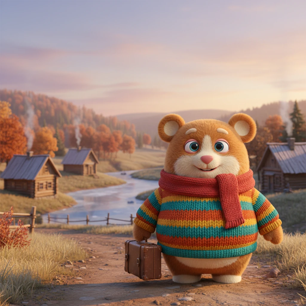 Наконец, Василий прибыл в деревню своего брата, неся небольшой чемоданчик. Он смотрел на знакомые пейзажи с легкой улыбкой, предвкушая теплый прием и семейный уют.