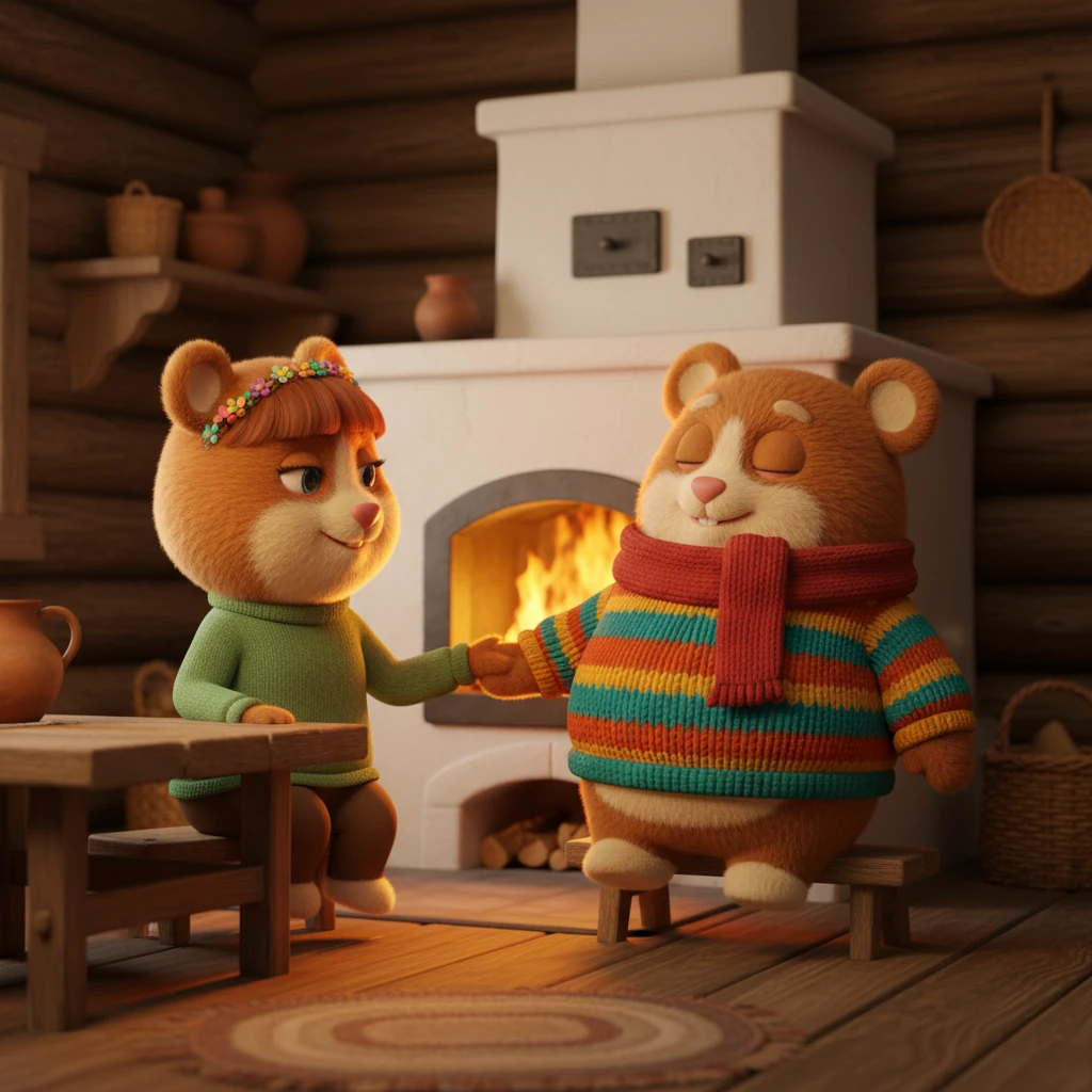 Наконец, Василий вернулся в свой родной дом. Сидя у теплой печи, он почувствовал покой, а улыбка его жены вернула ему душевное равновесие. Здесь он был по-настоящему счастлив.