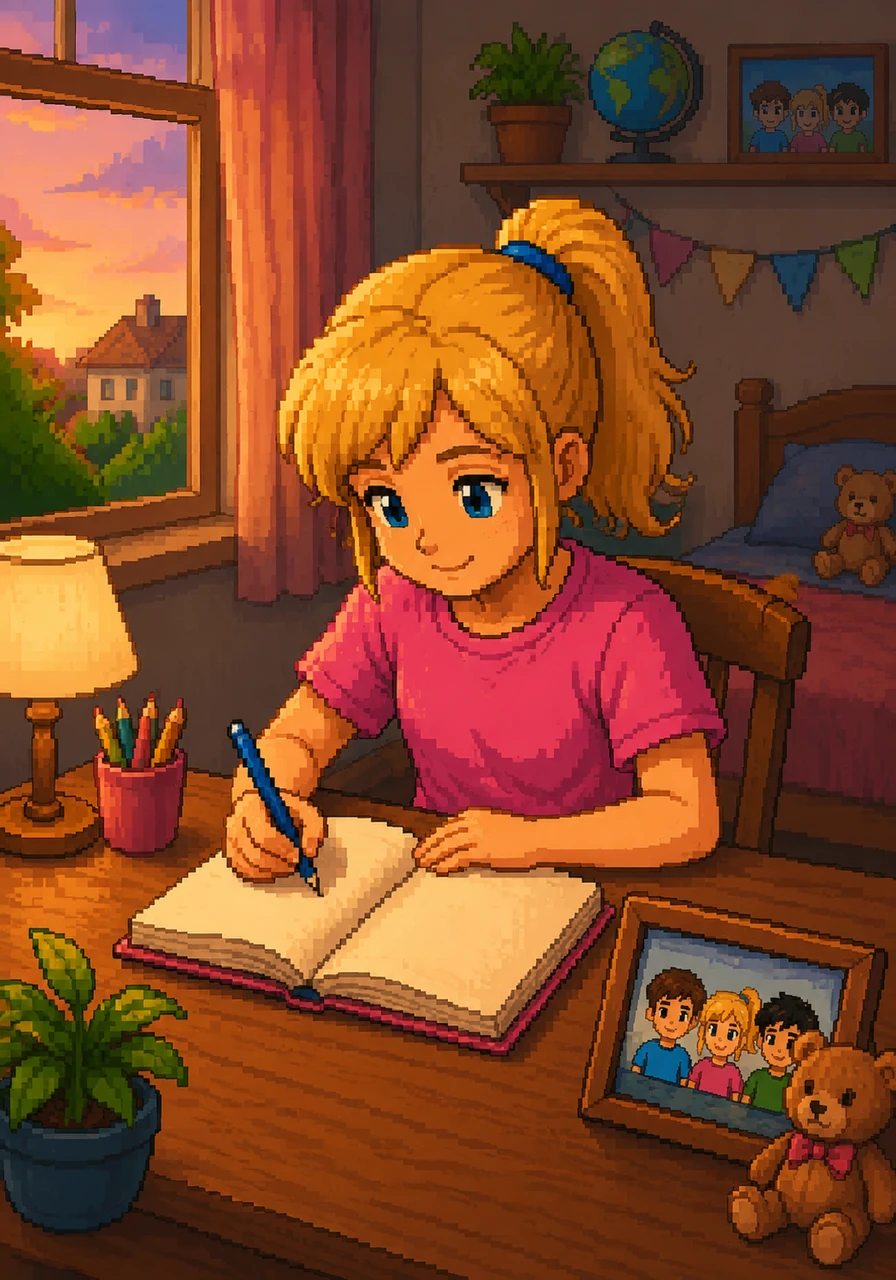 Sitting at her wooden desk, Maria João opens her journal and begins to write down her deepest thoughts. She believes that every single day should be dedicated to celebrating children, not just today.