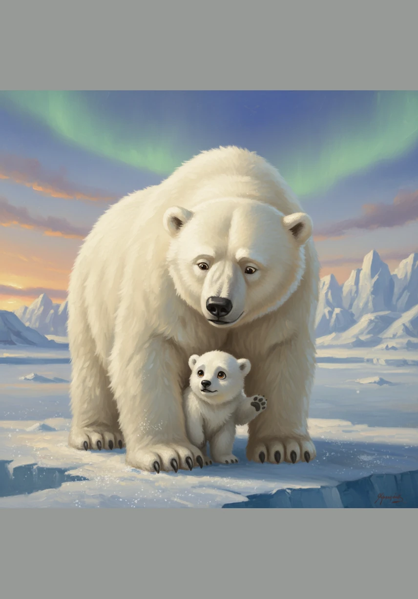 Pip looked up at his mother and whispered that he was afraid the frost would turn him into an ice statue. Mama Nanuk smiled gently and told him that every bear feels the nip of the wind at first. She promised to stay right by his side as they explored the white wilderness.