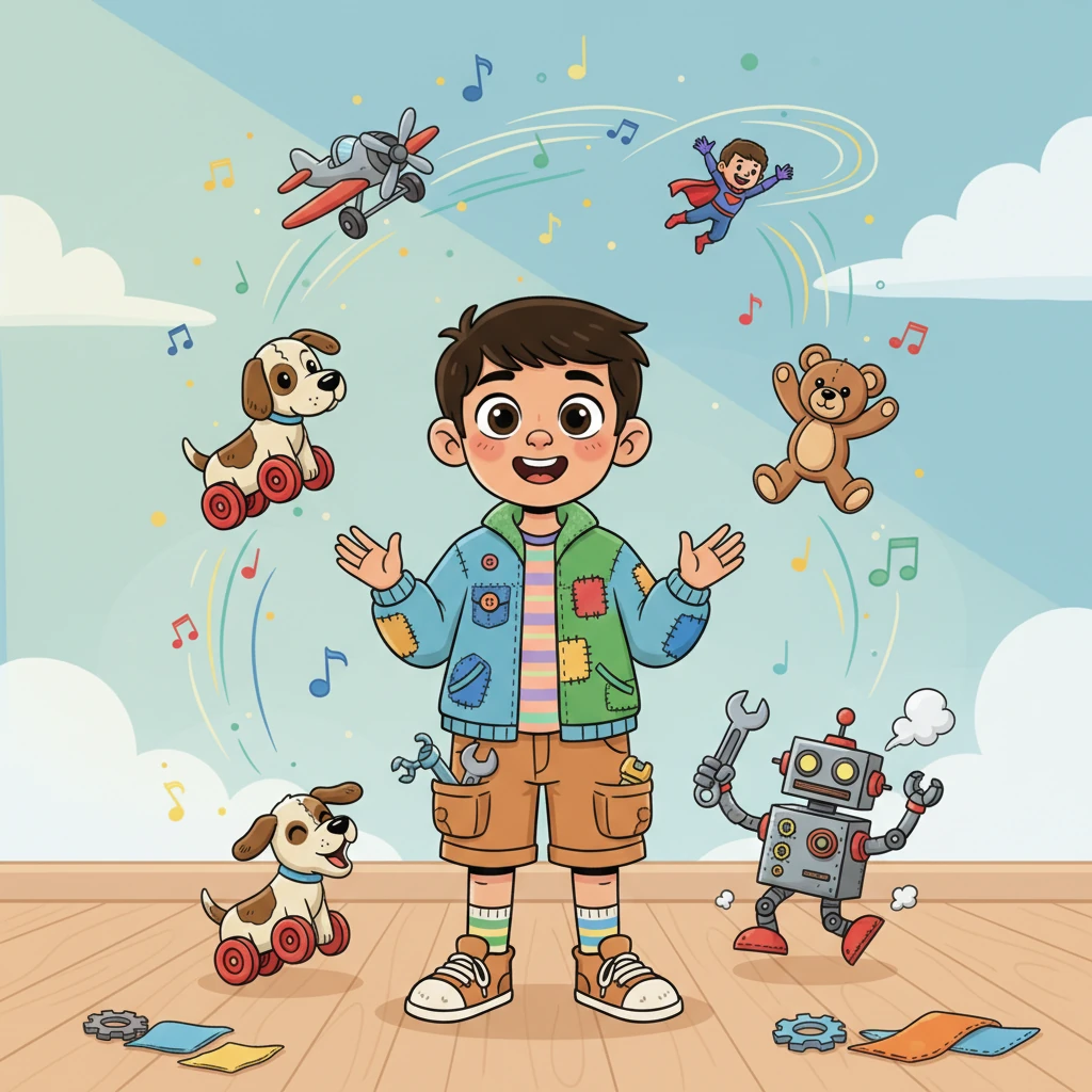 To Aarav's astonishment, the toys begin to speak, their voices a symphony of joyful clicks, happy squeaks, and brave creaks. They thank him for repairing their bodies, explaining that his kindness has brought them to life. They declare, "You mended our bodies, Aarav, and now we must protect your heart!"