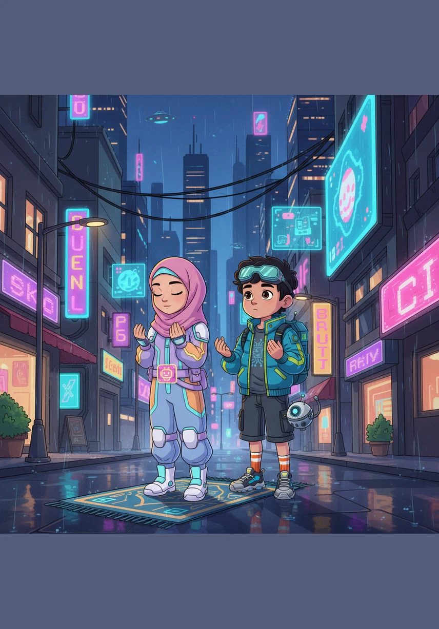 Omar lève ses petites mains vers ses oreilles et dit doucement « Allahu Akbar » pour commencer sa prière. Il se tient bien droit dans son qamis blanc, le visage apaisé et sérieux.